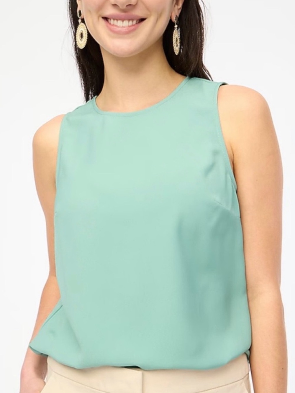 LIKE NEW J. Crew Sleeveless Button-back Shell Tank, Soft Green Size XXL, SoldOut